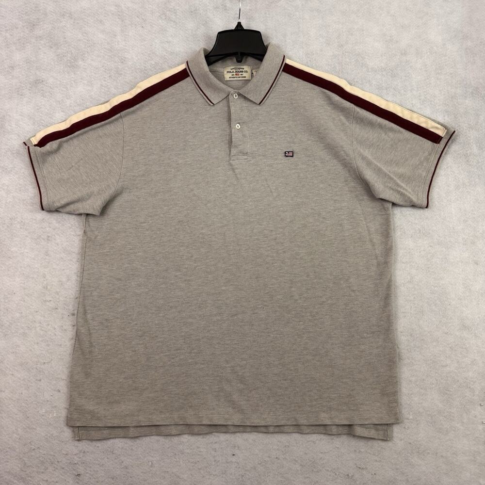 Ralph Lauren Polo Jeans Co Shirt Mens XL Gray Vintage Short Sleeve Striped